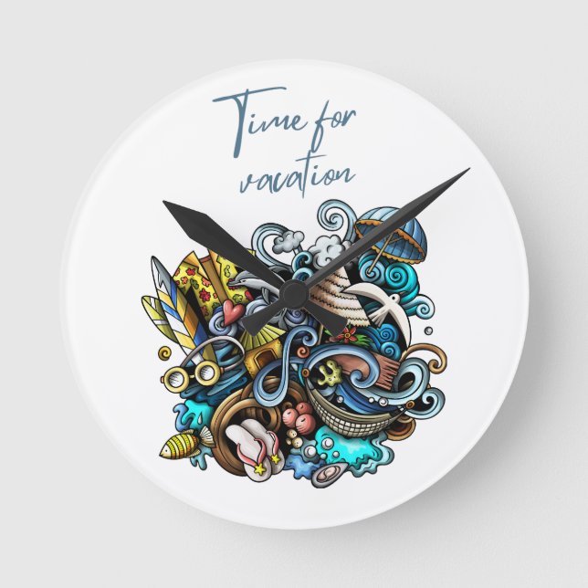 Relógio Redondo tempo de férias (Frente)