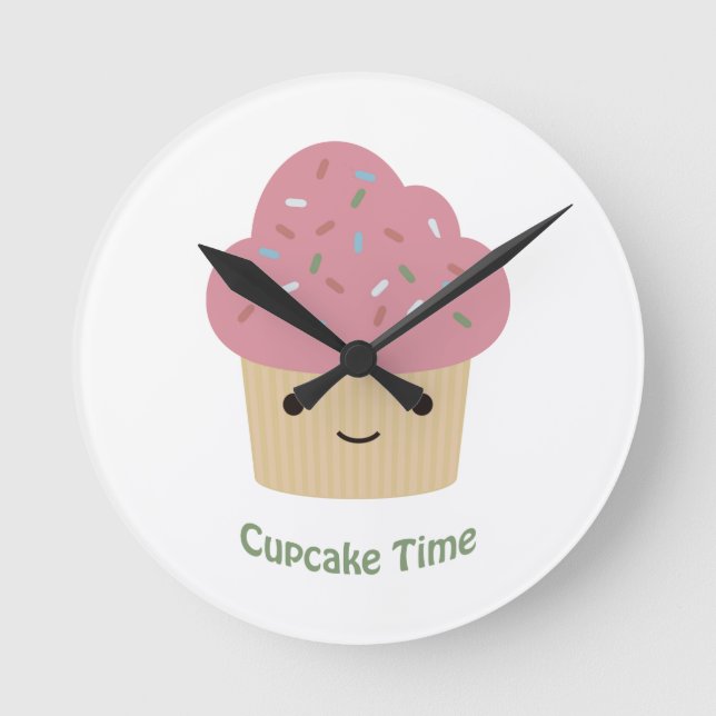 Relógio Redondo Tempo do cupcake! (Frente)