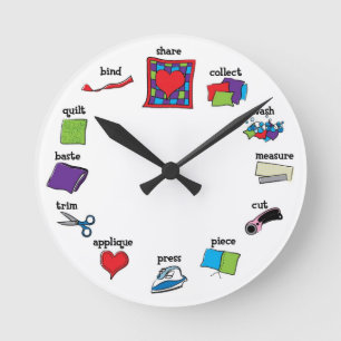 Relógio Redondo Tempo para Quilt Clock - presente para o estúdio d