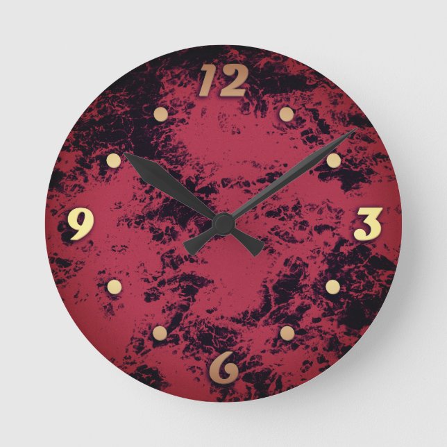 Relógio Redondo Terracotta red marble texture   (Frente)