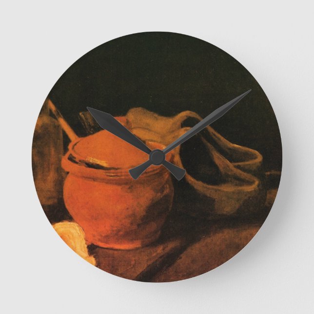 Relógio Redondo Terrenos, garrafas e blogues por Vincent van Gogh (Frente)