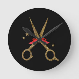 Relógio Redondo Tesoura-tesoura estilista de ouro para-presentes d
