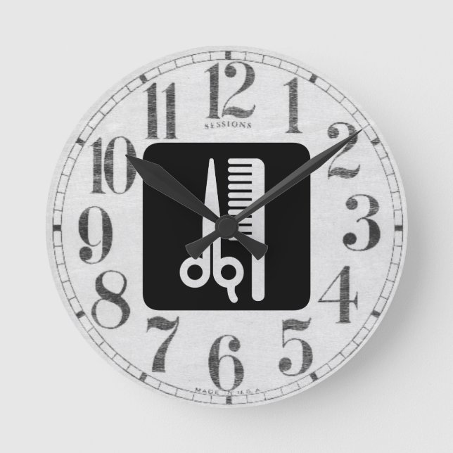 Relógio Redondo Tesouras e pente (Frente)