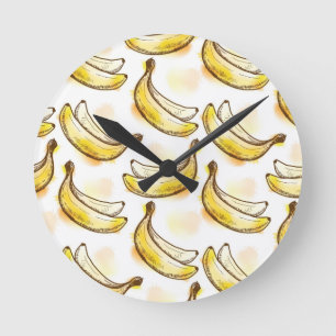 Relógio Redondo Teste padrão com banana