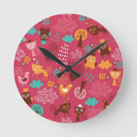 Teste padrão com pássaros bonitos e gatos