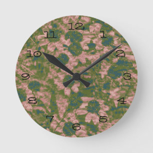 Relógio Redondo Teste padrão da camuflagem da flor