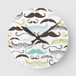 Relógio Redondo Teste padrão do bigode, estilo retro 2