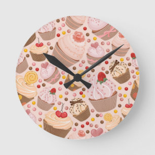 Relógio Redondo Teste padrão dos cupcakes comemorativos