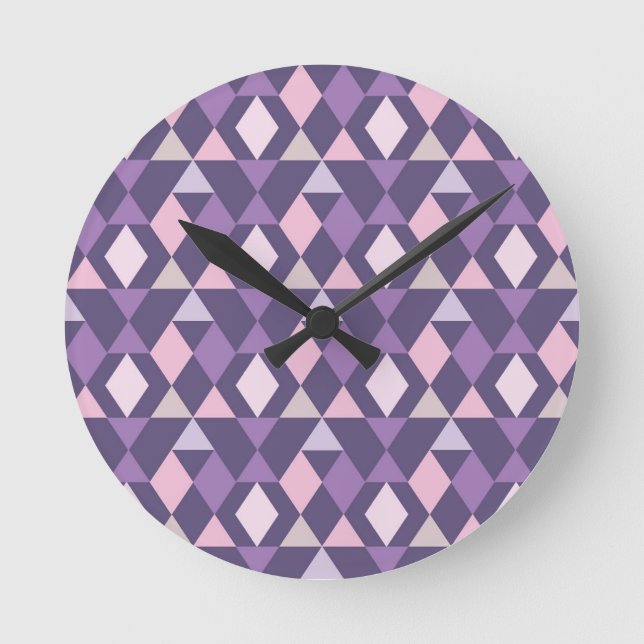 Relógio Redondo Teste padrão geométrico árabe roxo (Frente)