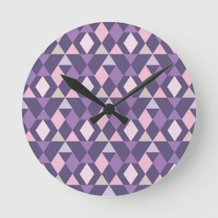 Relógio Redondo Teste padrão geométrico árabe roxo