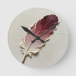 Relógio Redondo Textura 3D Impasto Pena Roxa Elegante Minimalista