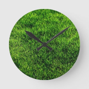 Relógio Redondo Textura da grama verde de um campo de futebol