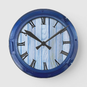 Relógio Redondo Textura em marinho,peixe,Coral rosa