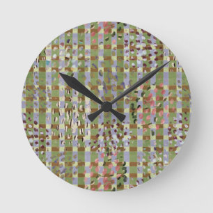 Relógio Redondo Textured Pointillism Grid Pattern Artwork