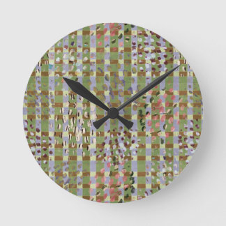 Relógio Redondo Textured Pointillism Grid Pattern Artwork