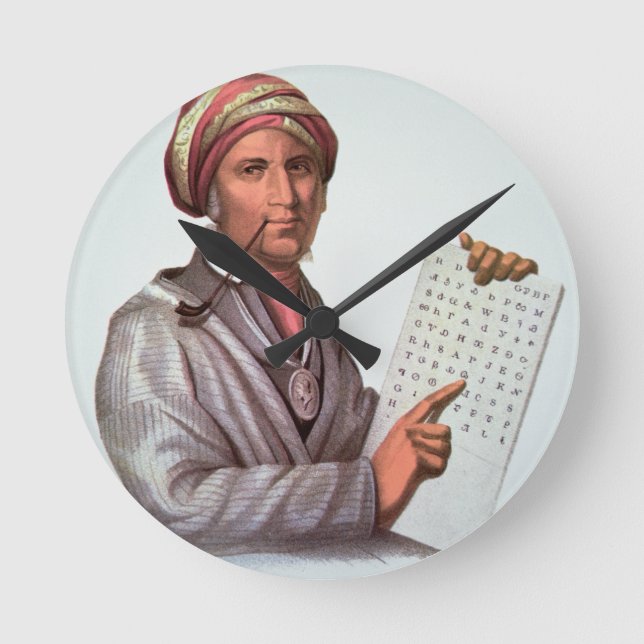 Relógio Redondo The Cherokee Scholar, Sequoyah (1776-1843) (cor) (Frente)
