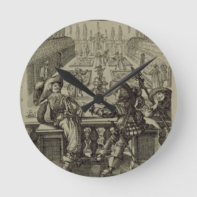 Relógio Redondo The garden of the French nobility, c.1640 (engravi (Frente)