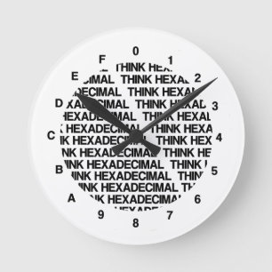 Relógio Redondo Think Hexadecimal (Humor Geek de Relógio)