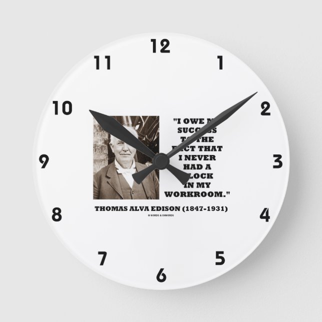Relógio Redondo Thomas Edison Owe Nunca Teve Êxito Na Sala De Trab (Frente)