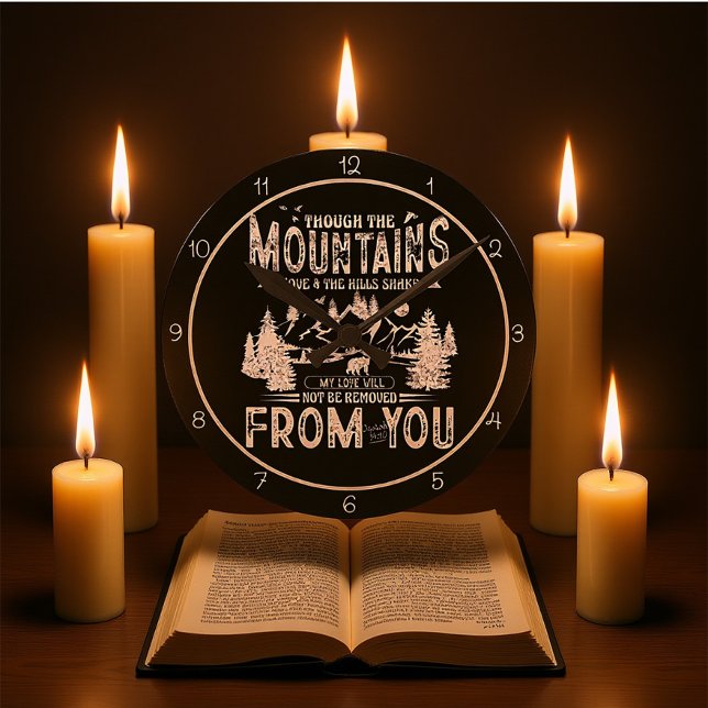 Relógio Redondo Though The Mountains Move Christian Art (Criador carregado)