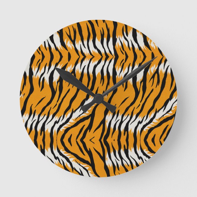 Relógio Redondo Tiger Skin Animal Print Pattern Design (Frente)