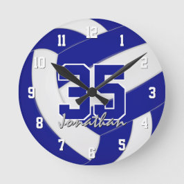 Relógio Redondo time branco azul colorido vôlei personalizado