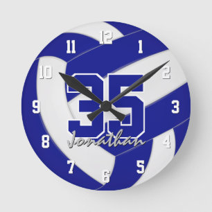 Relógio Redondo time branco azul colorido vôlei personalizado