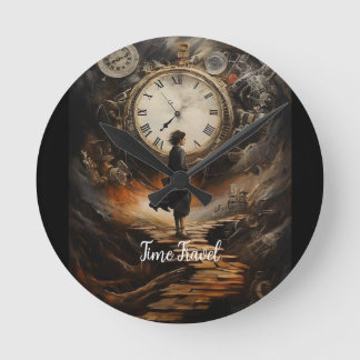 Relógio Redondo Time Viagem Steampunk Wall Clock - Fantasy Art Clo