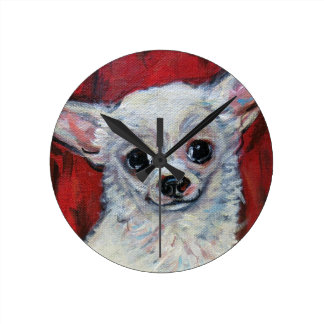 Relógio Redondo Tiny Cute Chihuahua Sorri