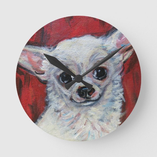 Relógio Redondo Tiny Cute Chihuahua Sorri (Frente)