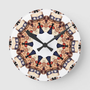 Relógio Redondo Tio Sam Apontando Dedo Kaleidoscópio