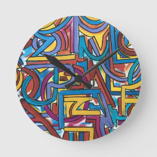 Relógio Redondo Todos os Caminhos Levam Lá-Arte Abstrata Pintada à