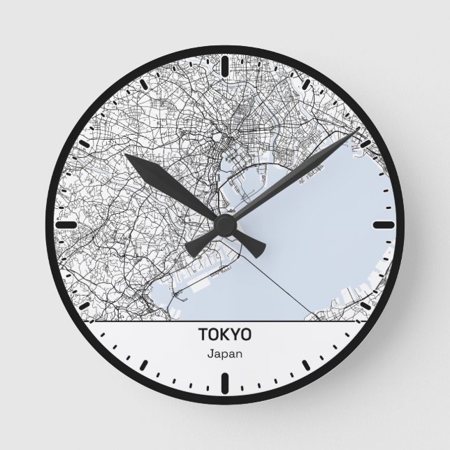 Relógio Redondo Tokyo Clock City Line Art (Frente)