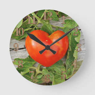 Relógio Redondo Tomate em forma de coração