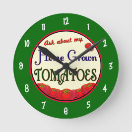 Relógio Redondo Tomates Retro Gardener Wall Clock