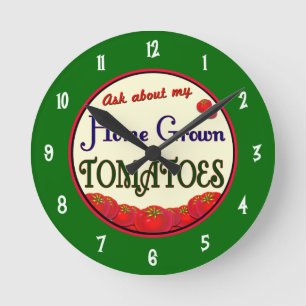Relógio Redondo Tomates Retro Gardener Wall Clock