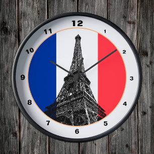 Relógio Redondo Torre Eiffel, Bandeira Francesa e França / decoraç