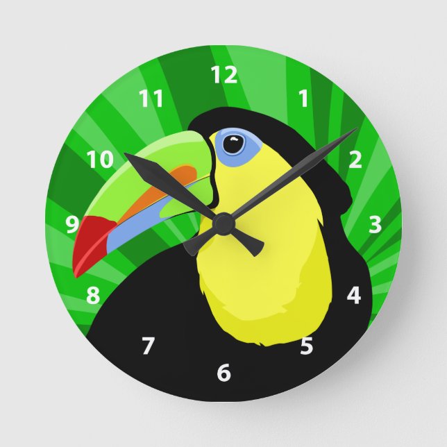 Relógio Redondo Toucan Bird Clocks (Frente)