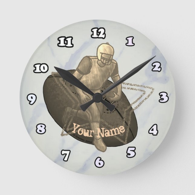 Relógio Redondo Touchdown de futebol (Frente)