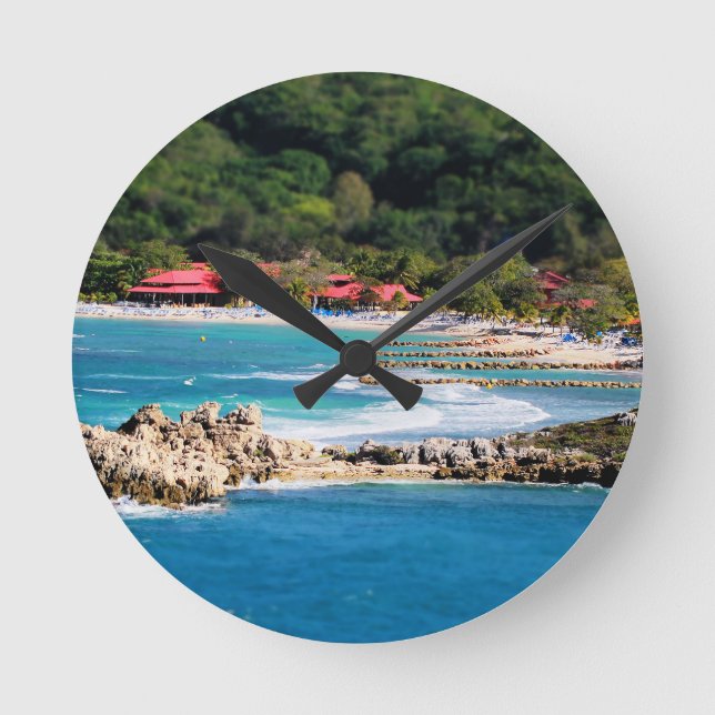 Relógio Redondo Tranquil Island Paradise Labadee Haiti (Frente)