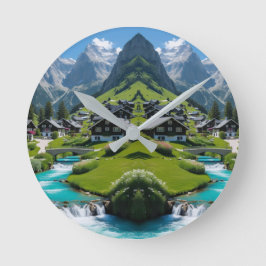 Relógio Redondo "Tranquilidade dos Eternos - Aldeia Alpina