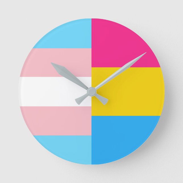 Relógio Redondo Transgender Pansexual Dual Pride Flag (Frente)