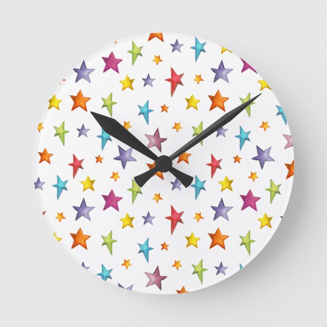 Relógio Redondo Travesseiro decorativo das estrelas a cores da águ (Frente)