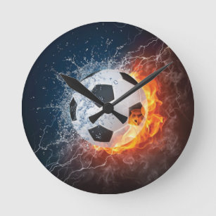 Relógio Redondo Travesseiro decorativo Flaming de Futebol/Bola de 