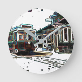 Relógio Redondo TRC Neon Streetcar em stn Small Round Wall Clock