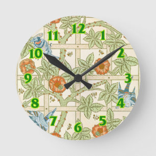 Relógio Redondo Trellis 1862 Vintage Flower & Bird Pattern' Morris