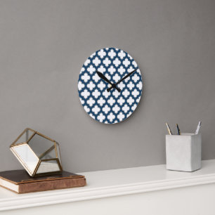 Relógio Redondo Trellis, Latite, Quatrefoil, de cor branca e Marin