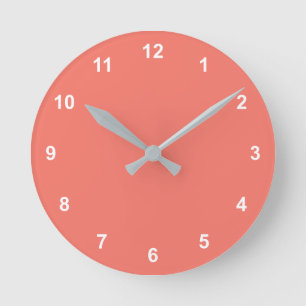 Relógio Redondo Trend Color Coral Sunset Round Clock Com Números