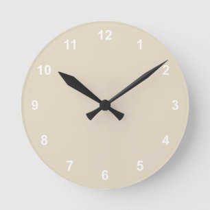Relógio Redondo Trend Color Natural Beige Round Clock Com Números