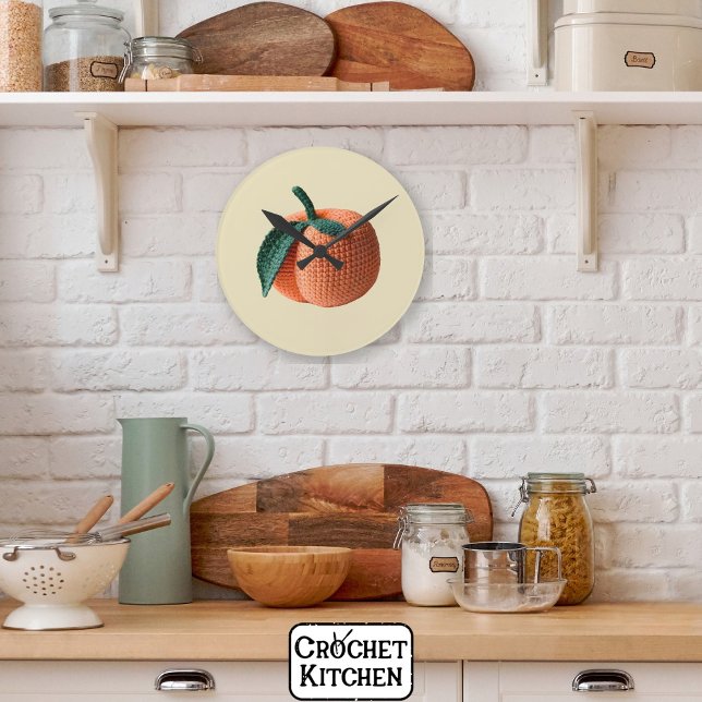 Relógio Redondo Trendy Minimal Modern Amigurumi Crochet Peach (Criador carregado)